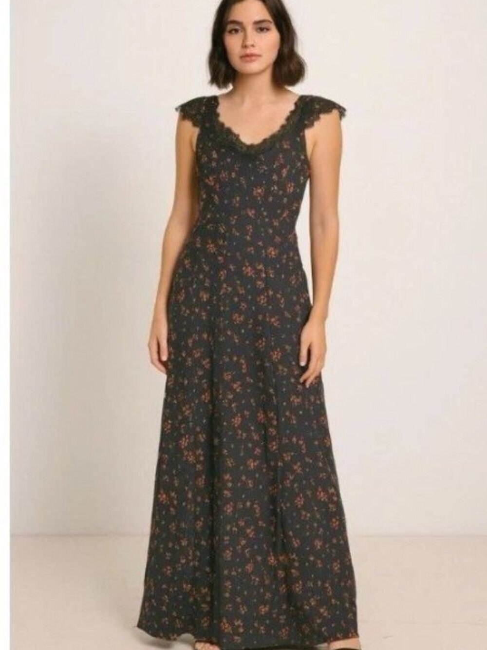 Rumored Lace Floral Maxi Dress Women's Small, Wedding Cocktail Party, Boho Goth